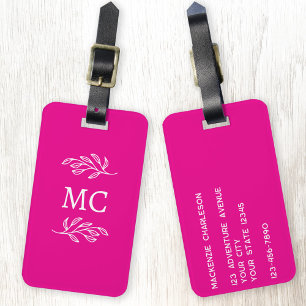 Etiqueta Para Maletas Iniciales de monograma personalizadas Botánico Hoj