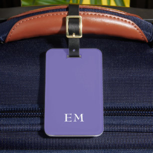 Etiqueta Para Maletas Iniciales monogramadas Mínimas Modernas Púrpura