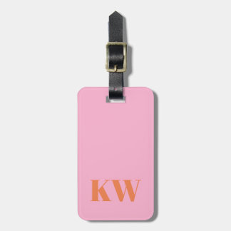 Etiqueta Para Maletas Iniciales Personalizadas de Rosa Naranja Moderno M
