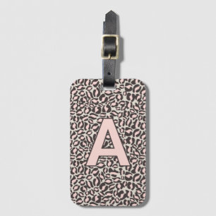 Etiqueta Para Maletas Iniciales personalizadas Impresión animal de leopa