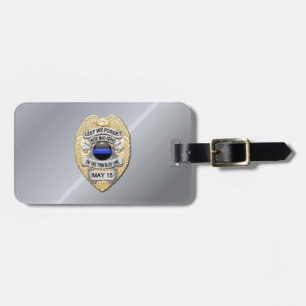 Etiqueta Para Maletas Insignia de la Línea Azul Delgada con botón en el 