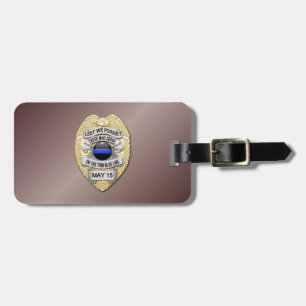 Etiqueta Para Maletas Insignia de la Línea Azul Delgada con botón en el