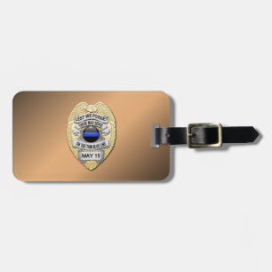 Etiqueta Para Maletas Insignia de la Línea Azul Delgada con botón en el 