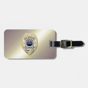Etiqueta Para Maletas Insignia de la Línea Azul Delgada con botón en el 