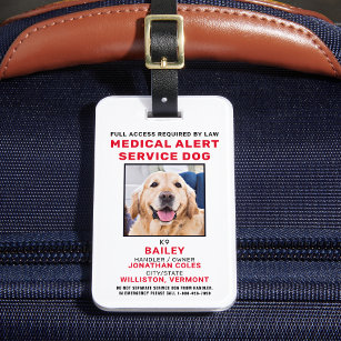 Etiqueta Para Maletas Insignia de perro del Servicio de Alerta Médica Fo