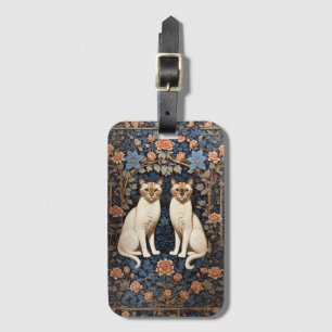 Etiqueta Para Maletas Inspiración de dos gatos siameses William Morris