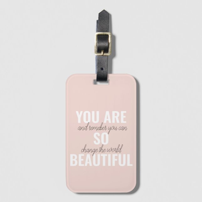 Etiqueta Para Maletas Inspiración, Eres Tan Hermosa Cita Positiva (Anverso vertical)