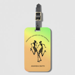 Etiqueta Para Maletas Inspiradora, colorida danza de la felicidad