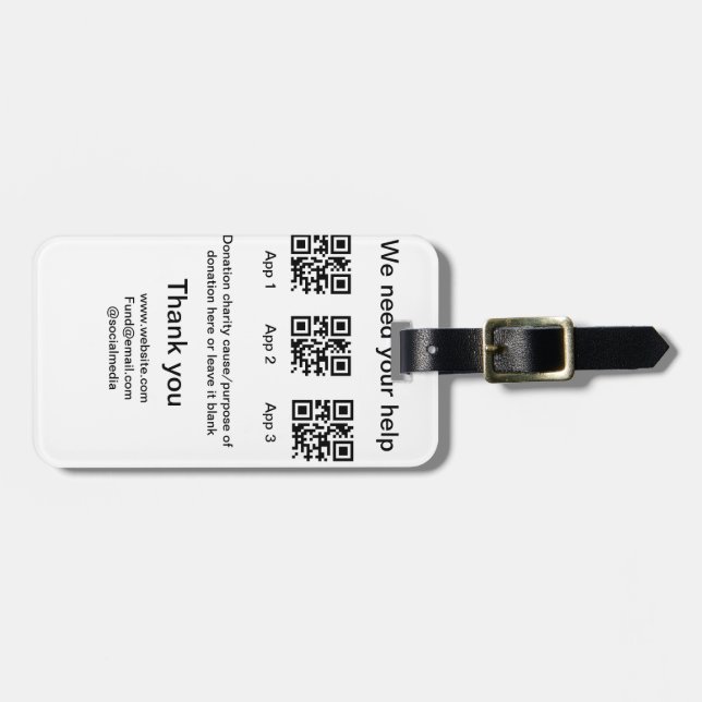 Etiqueta Para Maletas Instrucciones para la recolección de donaciones: a (Frente Horizontal)