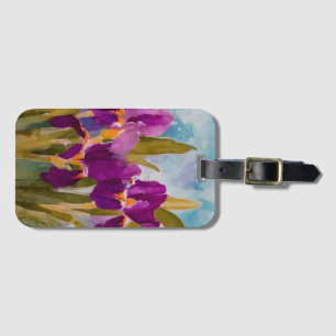 Etiqueta Para Maletas iris morado de bonito, floral de arte fino