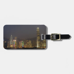 Etiqueta Para Maletas Isla de Hong Kong de noche