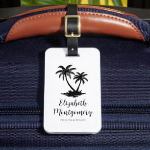 Etiqueta Para Maletas Isla de Palmeras Tropicales Viaje
