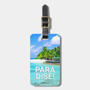 Etiqueta Para Maletas Isla tropical PARADISE, información de contacto de