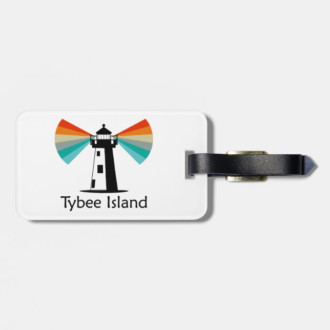 Etiqueta Para Maletas Isla Tybee Faro de Georgia Arcoiris (Atrás Horizontal)