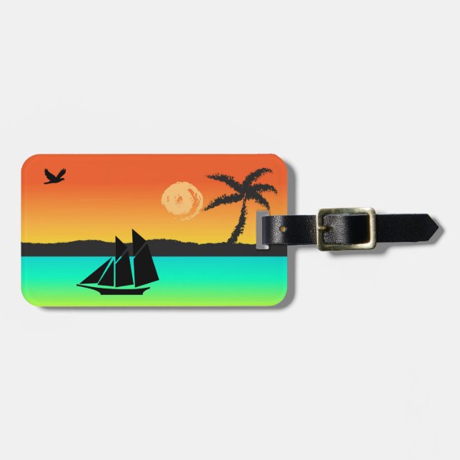 Etiqueta Para Maletas Island Sunset (Frente Horizontal)