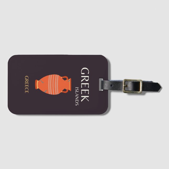 Etiqueta Para Maletas Islas griegas, Grecia, viajes, perrito (Anverso horizontal)