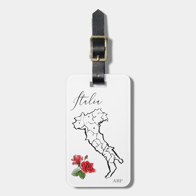 Etiqueta Para Maletas *~* Italia Mapa Rosas italianos (Frente Vertical)