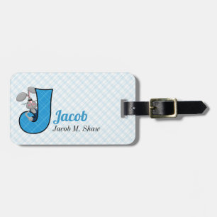 Etiqueta Para Maletas J para Jackrabbit Boys Monograma en azul