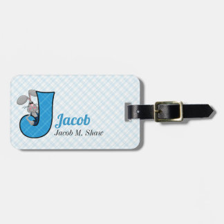 Etiqueta Para Maletas J para Jackrabbit Boys Monograma en azul