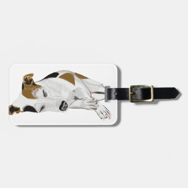 Etiqueta Para Maletas Jack Russell durmiendo (Frente Horizontal)