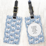 Etiqueta Para Maletas Jack Russell Terrier Dog Personalizado<br><div class="desc">Patrón de los perros Jack Russell Parson Terrier en un fondo azul. Cambie los detalles de contacto de la parte posterior para personalizar.</div>