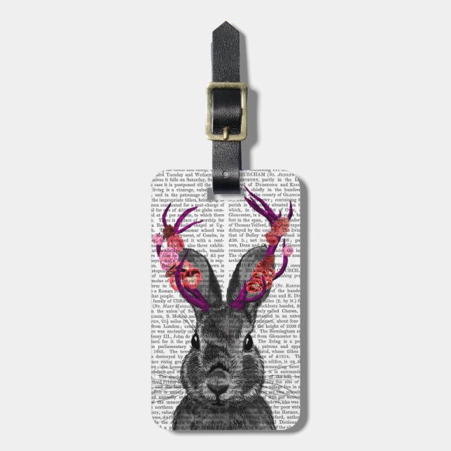 Etiqueta Para Maletas Jackalope con anclas rosas (Frente Vertical)