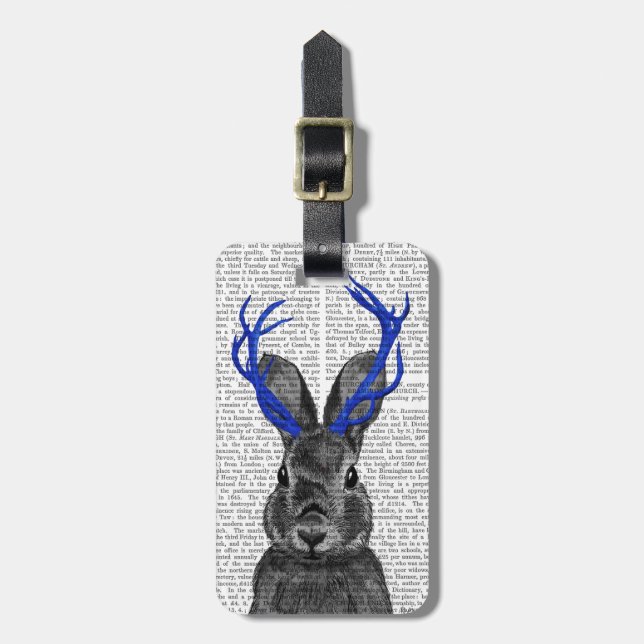 Etiqueta Para Maletas Jackalope con las Antillas Azules (Frente Vertical)