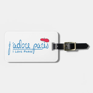 Etiqueta Para Maletas j'adore Paris (Amo París) con boina roja