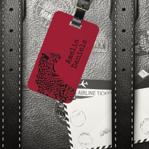 Etiqueta Para Maletas Jaguar negro y rojo personalizado
