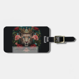 Etiqueta Para Maletas Jaguar with Crown in Flowers Painting             