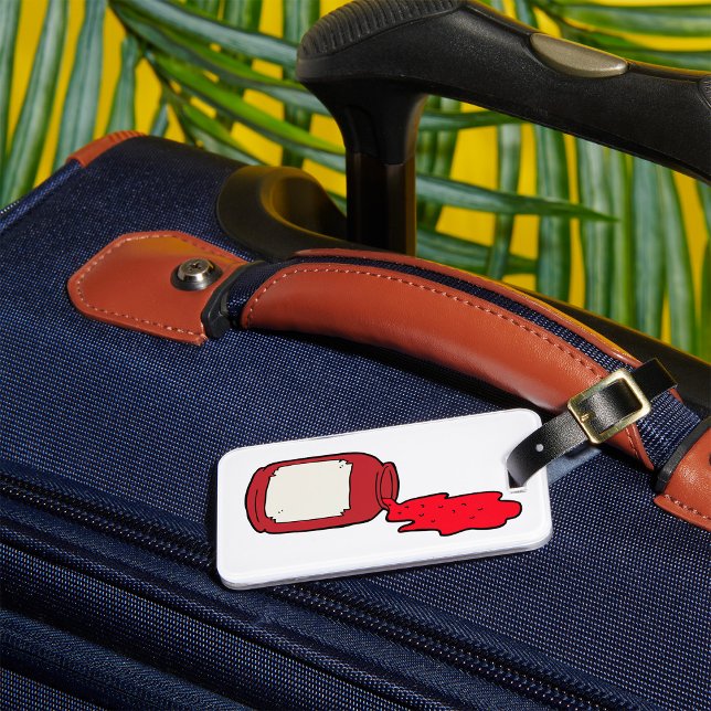 Etiqueta Para Maletas Jam Cute Rojo Jelly Jar derramado (Subido por el creador)