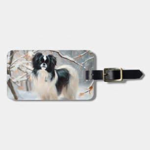 Etiqueta Para Maletas Japanese Chin Deja que nieve Navidad