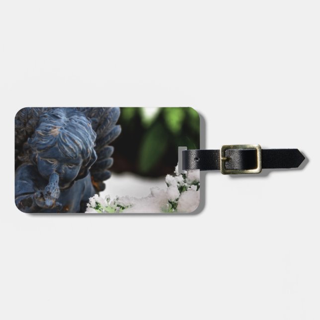 Etiqueta Para Maletas Jardín Ángel de la Nieve y Paloma (Frente Horizontal)