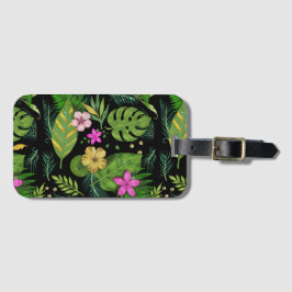 Etiqueta Para Maletas "Jardín Botánico Oscuro - Patrón Floral Vintage"