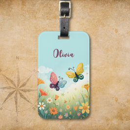 Etiqueta Para Maletas Jardín de mariposas Pastel Whimsical