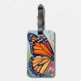 Etiqueta Para Maletas Jardín floral de acuarela de mariposa monarca