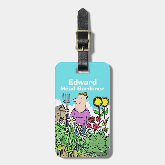 Etiqueta Para Maletas Jardiner jefe con nombre (Frente Vertical)