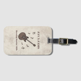 Etiqueta Para Maletas Java Jams-Cerveza Riffs Rockeadores-Café-Guitarra-