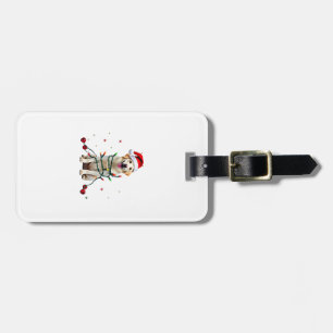 Etiqueta Para Maletas Jersey Navideño Feo Perro Boxer Blanco Divertido N