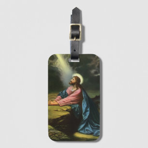 Etiqueta Para Maletas Jesucristo vintage rezando, Jardín de Getsemaní