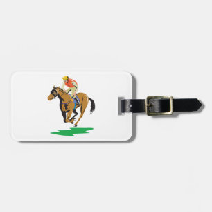 Etiqueta Para Maletas Jinete de carreras de caballos galopando