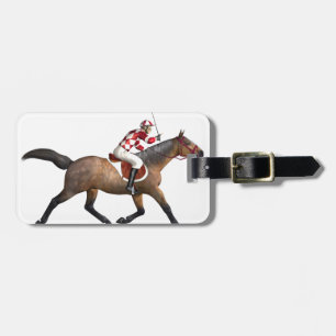 Etiqueta Para Maletas Jinete y caballo de la carrera de caballos