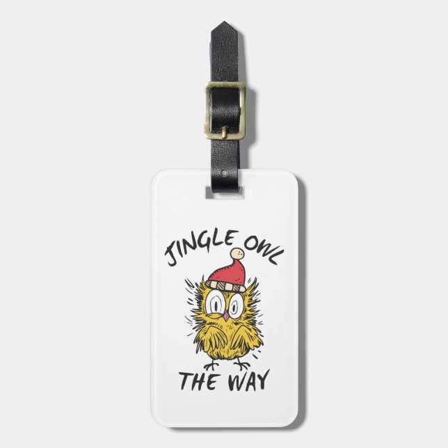 Etiqueta Para Maletas Jingle Owl con el gracioso Santa Owl (Frente Vertical)