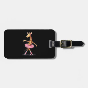 Etiqueta Para Maletas Jirafa En Patines Con Top De Tanque De Tutú Rosa