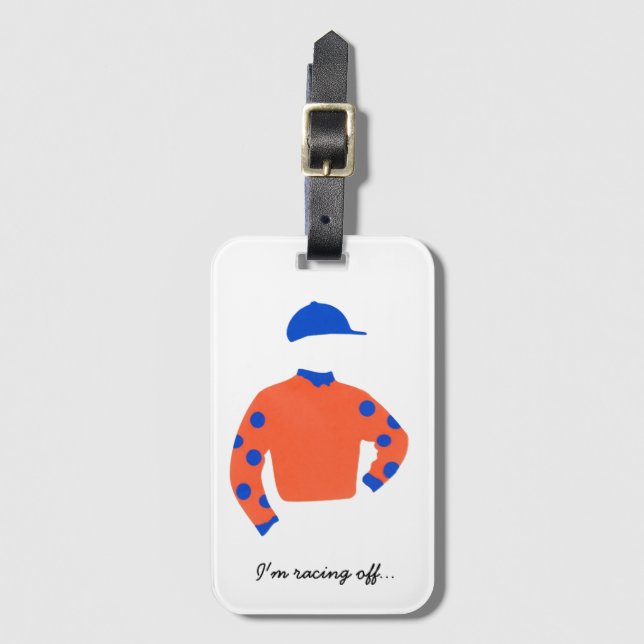Etiqueta Para Maletas Jockey Silks "Me voy... ". (Anverso vertical)