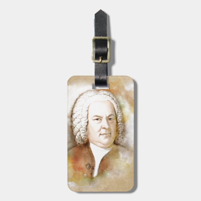 Etiqueta Para Maletas Johann Sebastian Bach Portrait en beige (Frente Vertical)