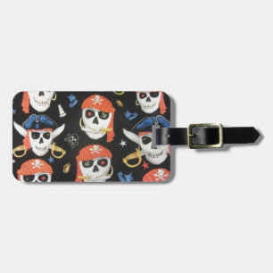 Etiqueta Para Maletas Jolly Roger Pirate Skulls