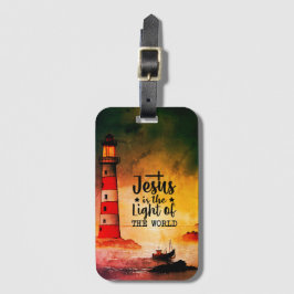 Etiqueta Para Maletas Juan 8 Jesús es la Luz del Faro del Mundo