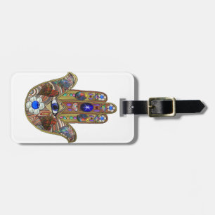 Etiqueta Para Maletas Judaica Hamsa Hearts Flowers Opal Art Print