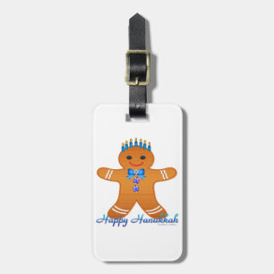 Etiqueta Para Maletas Judaica Hanukkah Gingerbread Man Menorah
